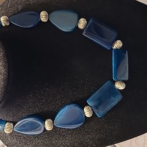 Hand crafted blue fire agate and lapis necklace